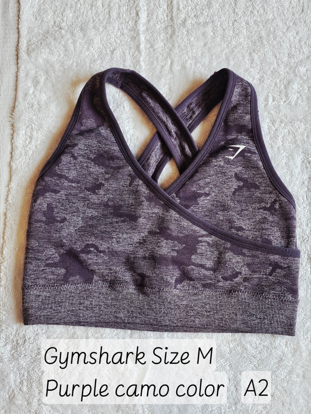 Gymshark Adapt Purple Camo Cross-Back Seamless Sports Bra - Size M